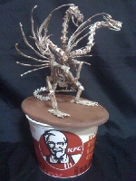 King Ghidorah sculpture made of KFC chicken bones