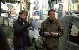 Gareth Edwards & Bryan Cranston on the set of Godzilla