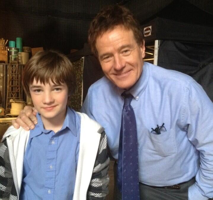 C.J. Adams & Bryan Cranston on set of Godzilla 2014