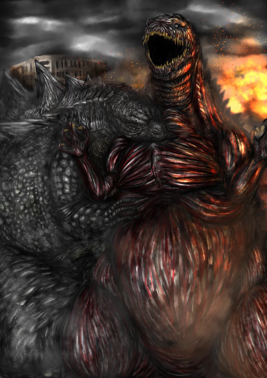 Godzilla 2014 vs. Shin-Gojira Godzilla 2016 - A Godzilla Fan Artwork Image....