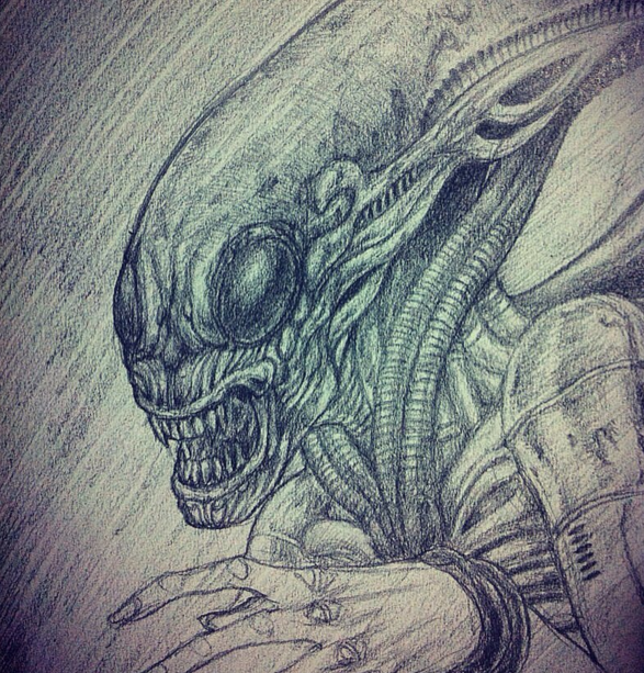 Homage to HR Giger's early Alien design