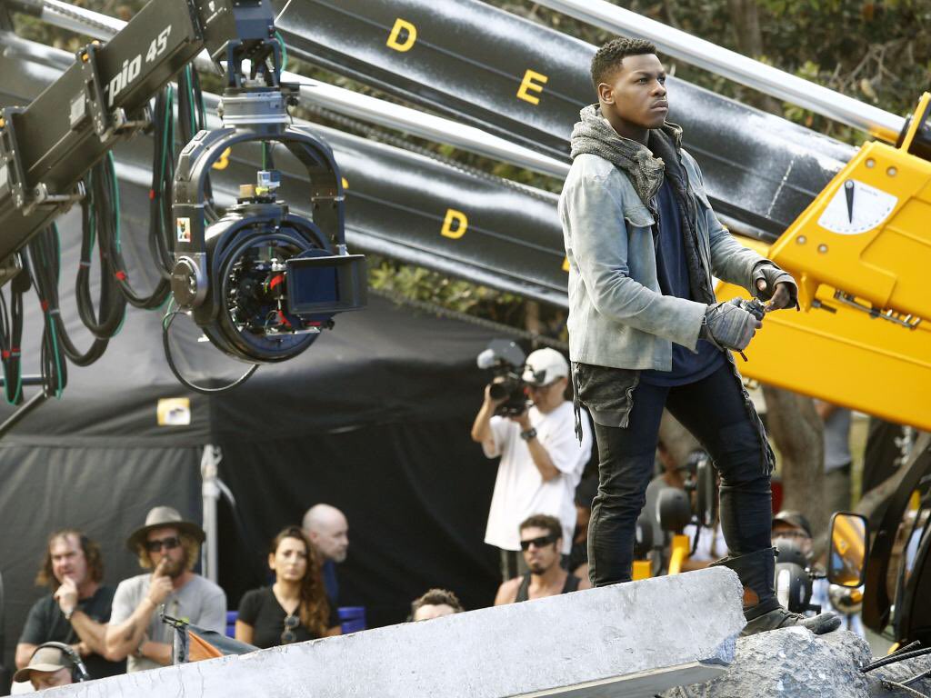 John Boyega on set of Pacific Rim: Maelstrom