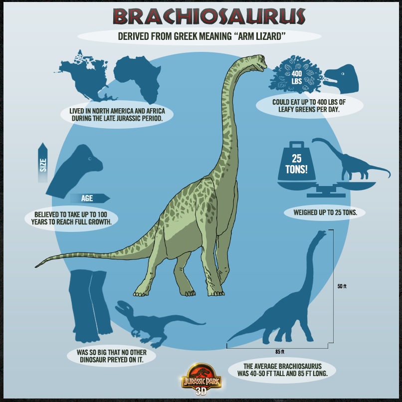 Jurassic Park 3D Dino Chart - Brachiosaurus