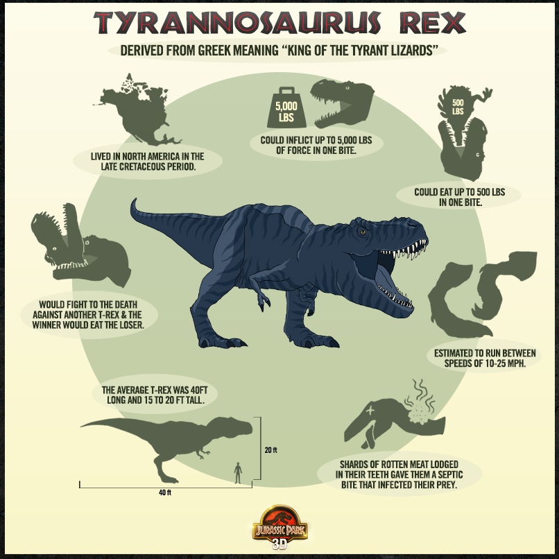 Jurassic Park 3D - T-Rex Info Poster