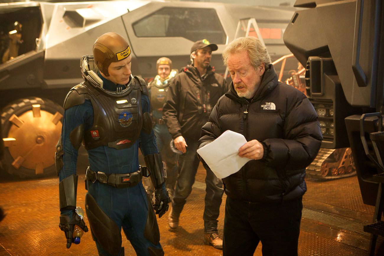 Ridley and Fassbender on Prometheus Set