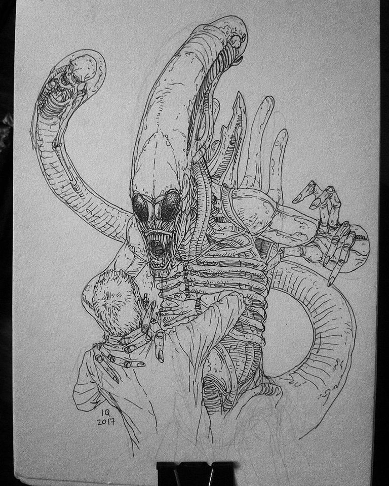 Using HR Giger's original Alien (Necronom IV) as reference.