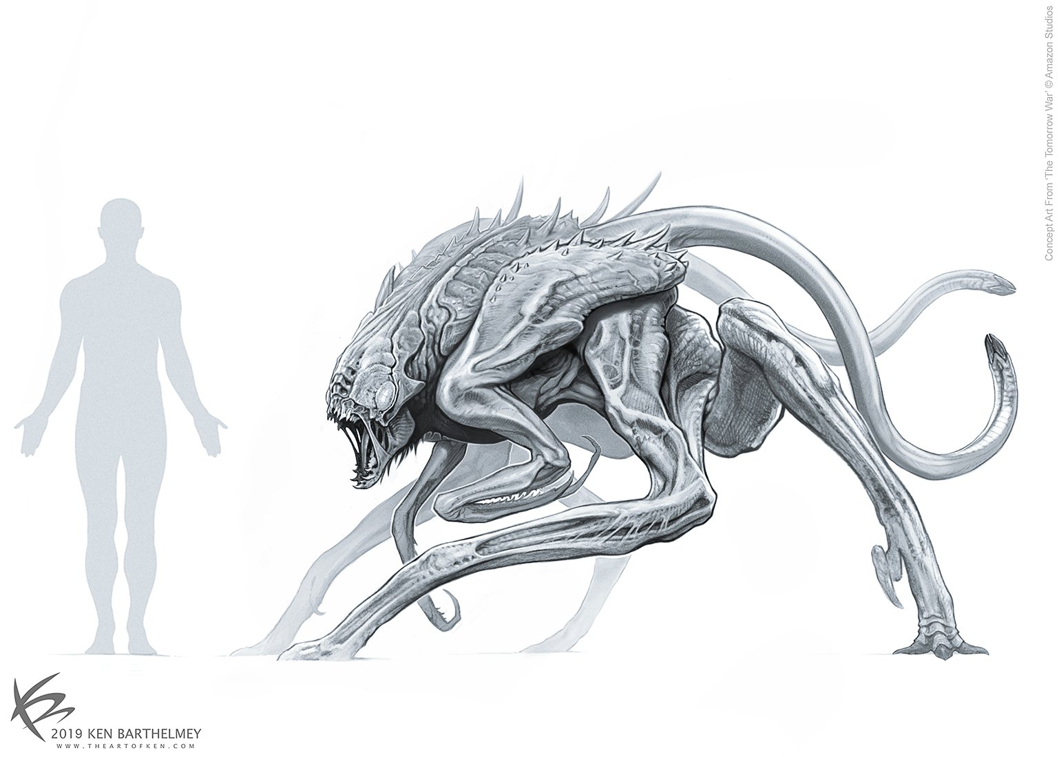 Image for The Tomorrow War: Unused White Spike alien designs unveiled by Ken Barthelmey!