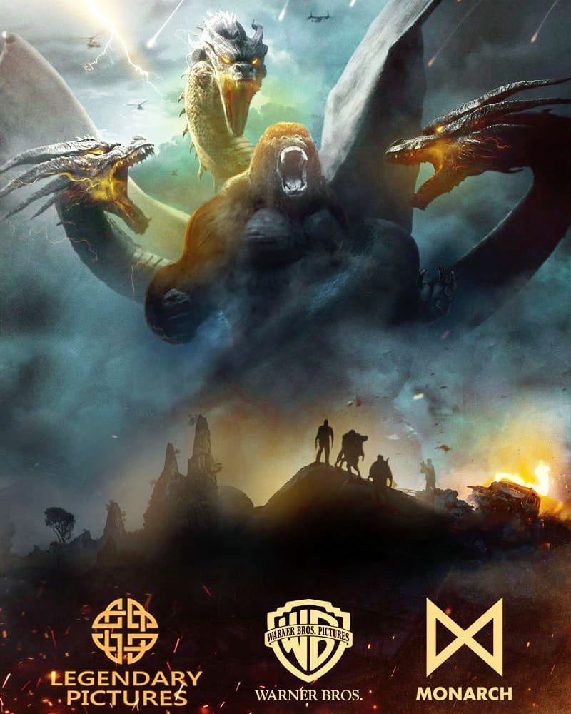 Kong Battles King Ghidorah In Epic New Godzilla Vs Kong Fan Artwork Godzilla News Godzillavskong