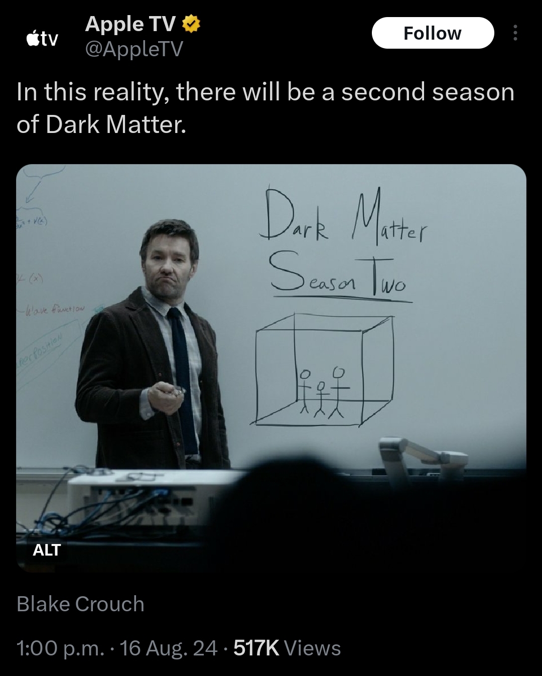 Image for Apple TV+ Renews Dark Matter for a Second Season